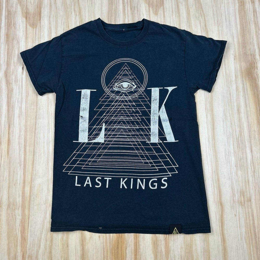 Last Kings Black‎ Graphic T-Shirt Size Small Illuminati Distressed Worn
